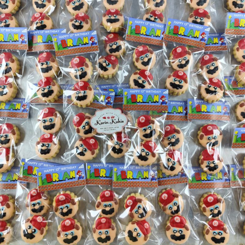 

Hampers kukis, souvenir ultah isi 2 tema Mario Bros (minimal 10 pack)