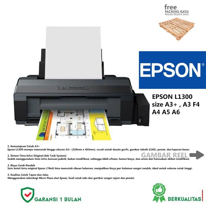 EPSON L1300 A3+ PRINTER EPSON - PRINTER - A3 - EPSON - PRINTER TERBAIK - PRINTER EPSON