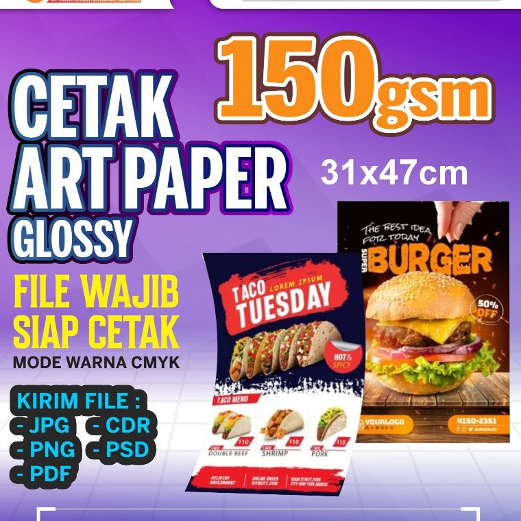 

CETAK ART PAPER 150 A3+ BROSUR / BUKU KENANGAN / POSTER / FLAYER FULL COLOUR TERMURAH