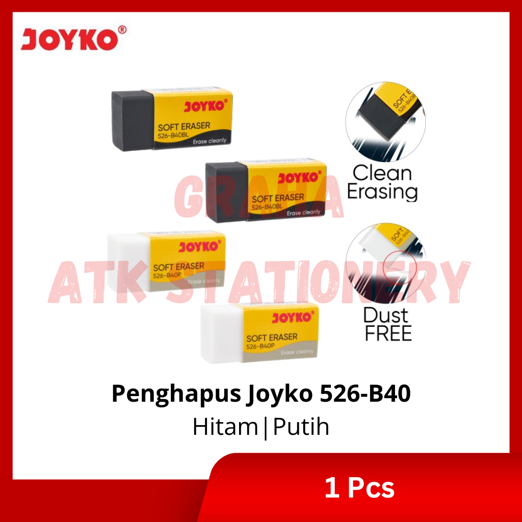 

[1 Pcs] Eraser Kecil Joyko Hitam, Putih / Stip / Penghapus Pensil Kecil Joyko ER-526B40