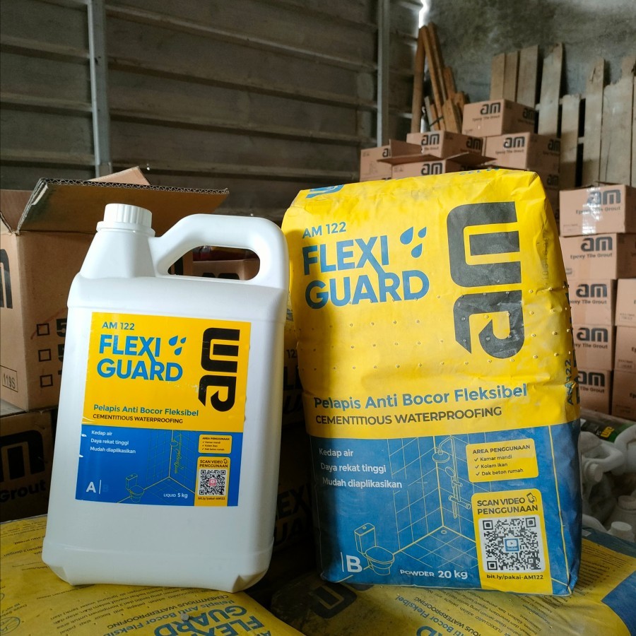 AM 122 25KG Semen 20KG+Cairan 5KG Waterproofing Cement Base / PELAPIS ANTI BOCOR FLEKSIBEL