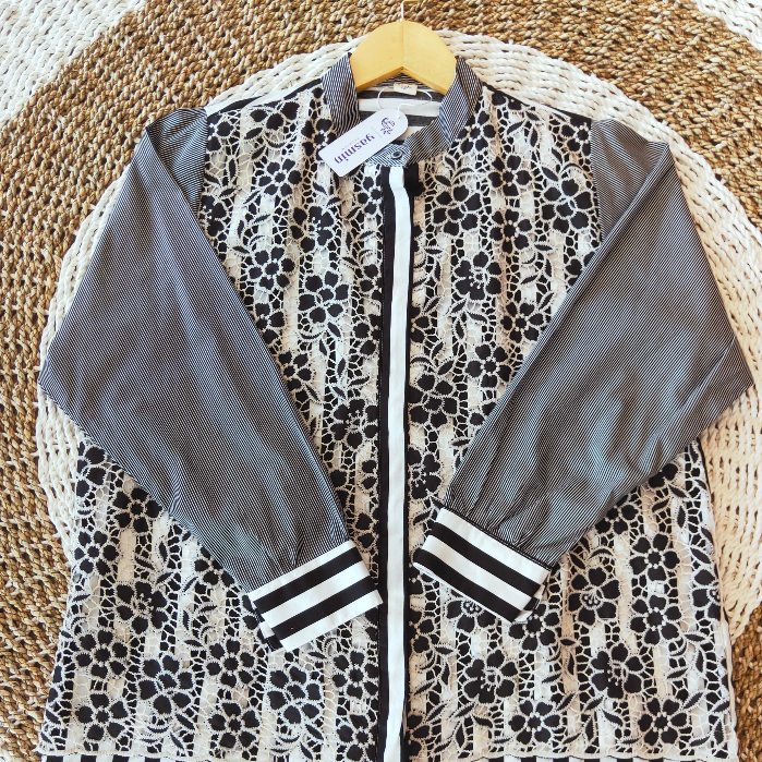 Yasmin Blus Katun Kombinasi Brokat