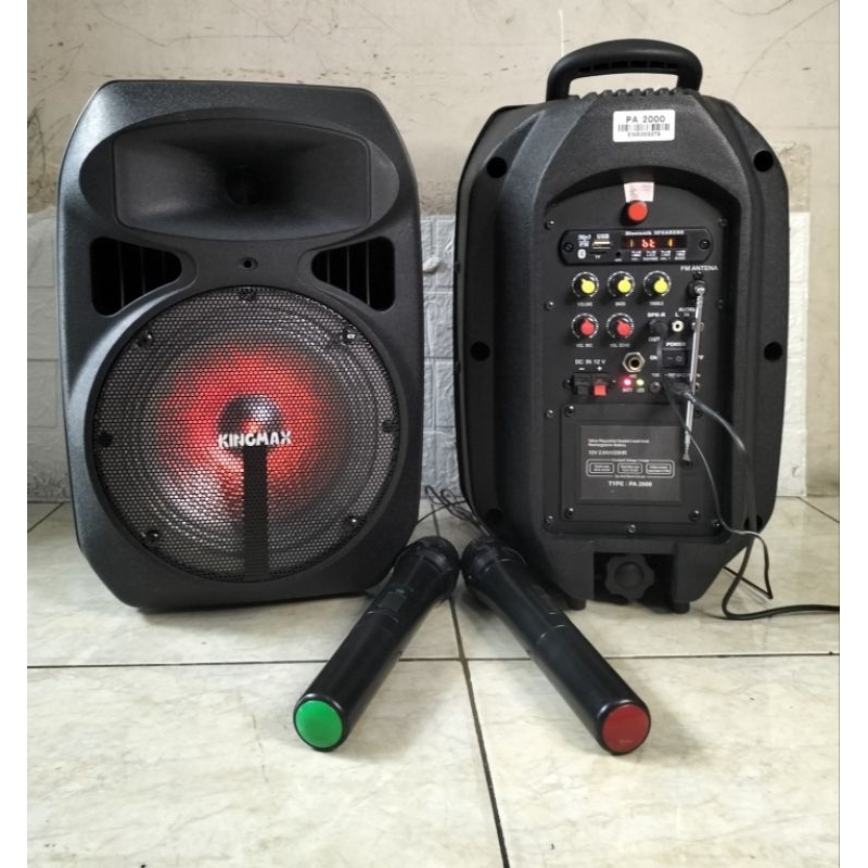 speaker aktif 8in + microphone wireles KINGMAX