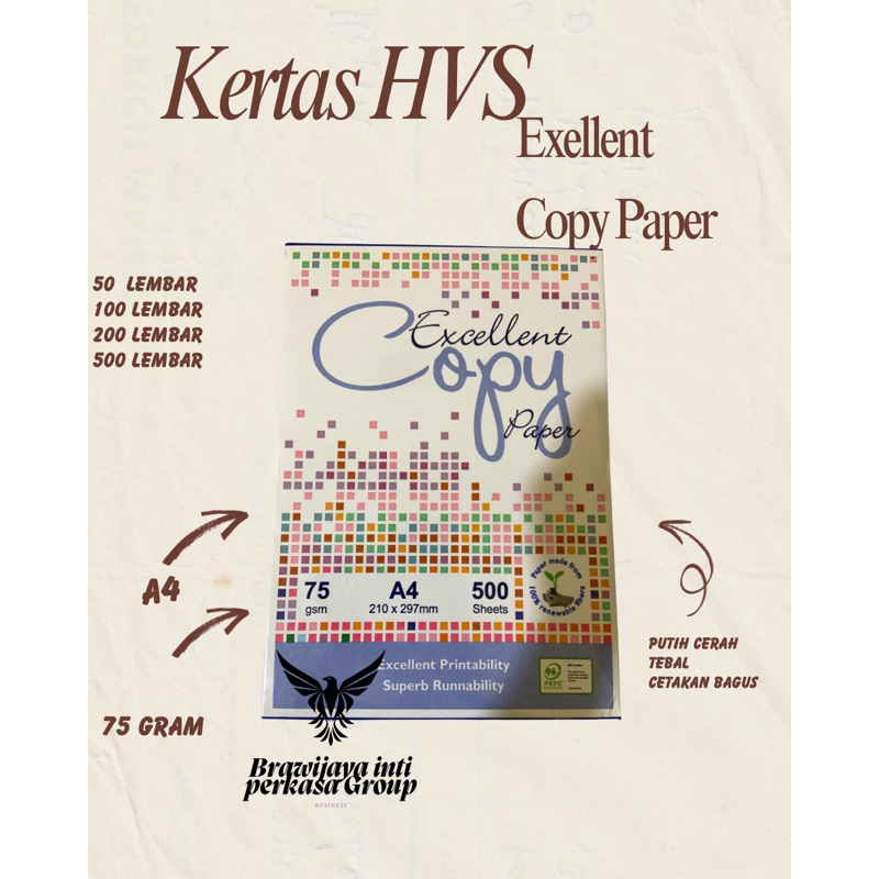 

Kertas HVS Exelent Copy Paper A4 ecer eceran