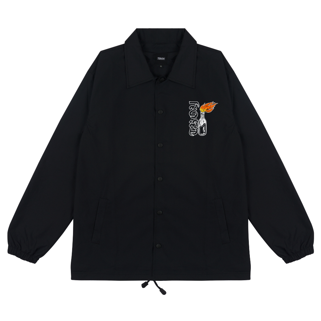 Troy Company Coach Jacket Fire Bottle Black - Jaket Windbreaker Hitam WN 3122