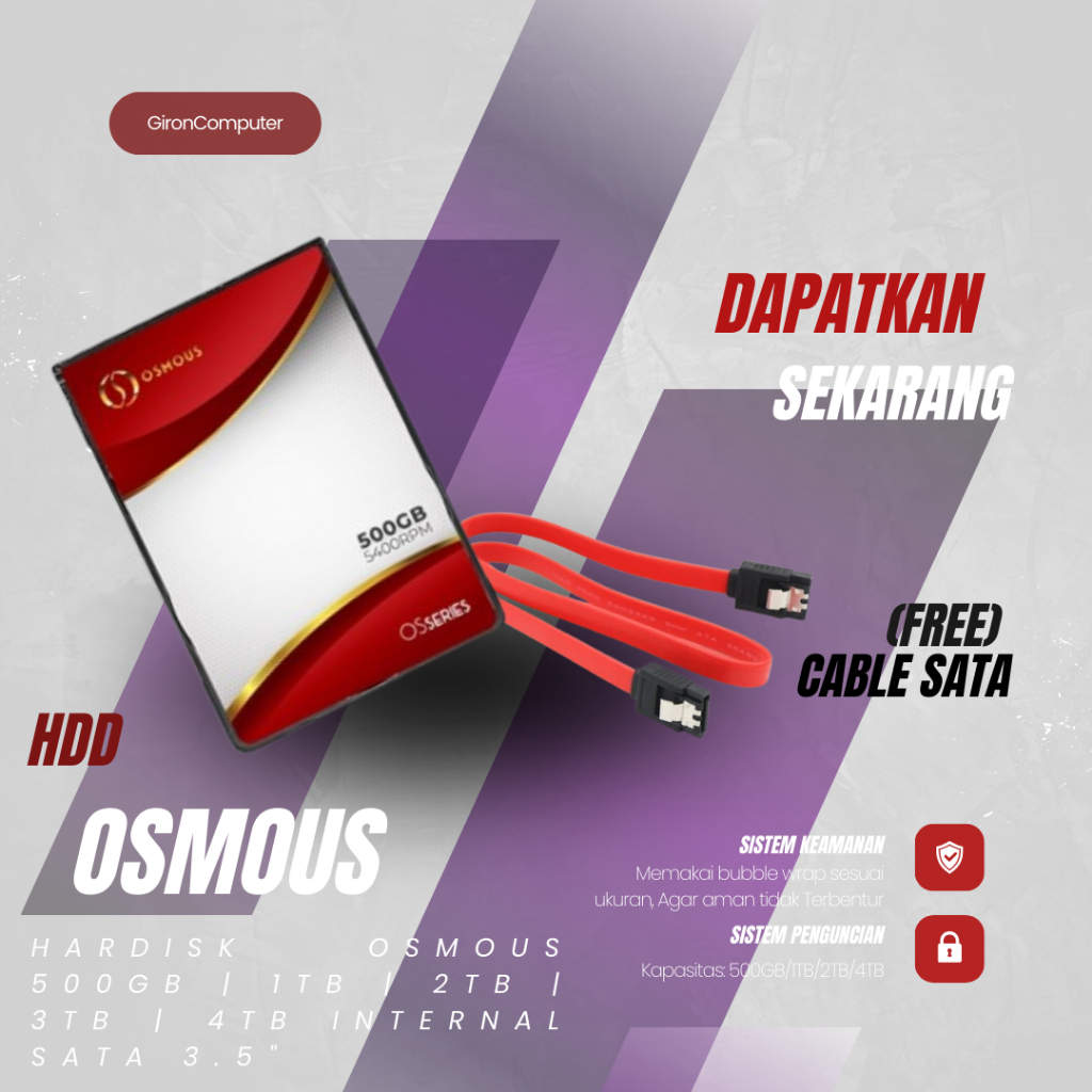 Hardisk Osmous 500GB | 1TB | 2TB | 3TB | 4TB Internal Sata 3.5" Garansi resmi 1th