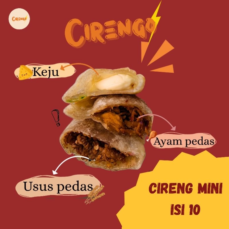 

Cireng Mini isi Ayam pedas/Usus pedas/Keju isi 10pcs [by Cirengo.id]