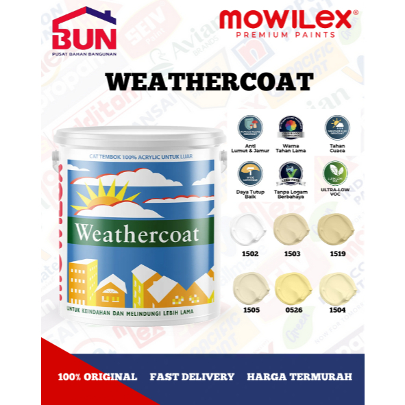 Mowilex Weathercoat White W-1501 Putih Mowilex Weathercoat 20L Warna Standard