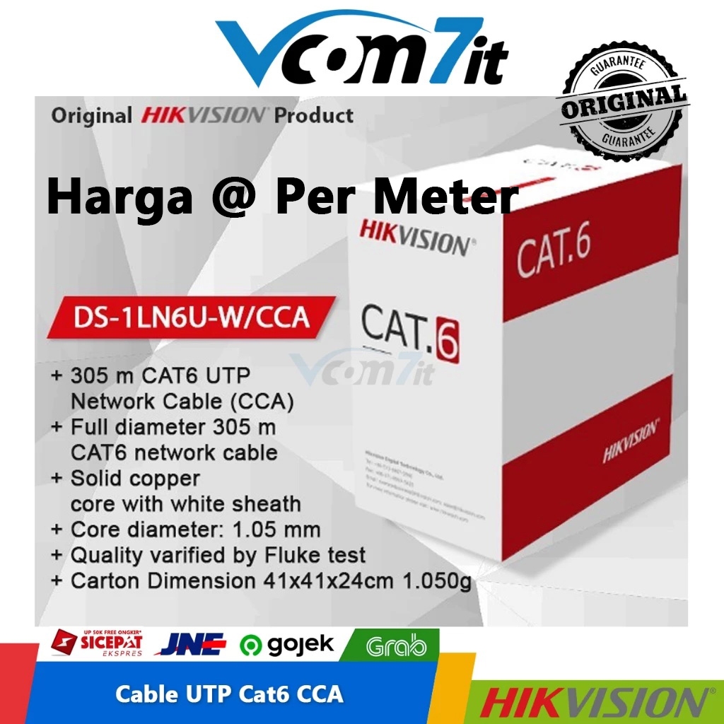UTP Cable Hikvision Cat 6 Kabel LAN Cat6 Per Meter