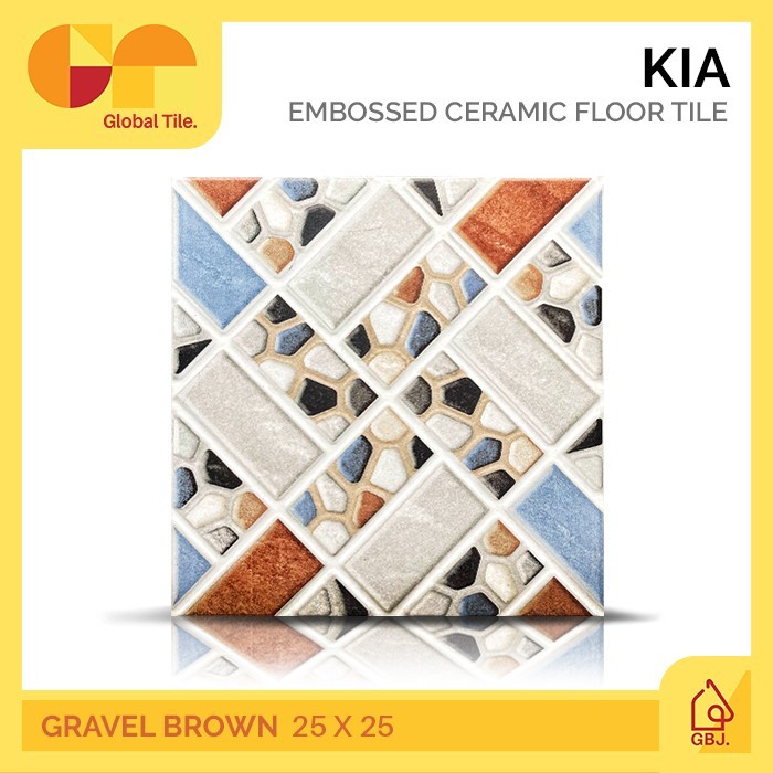 KERAMIK KIA 25 X 25 GRAVEL BROWN / KERAMIK LANTAI KAMAR MANDI TERAS HIAS KASAR