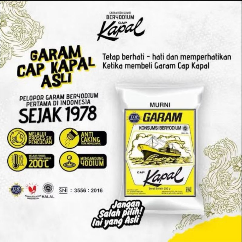 

Garam beryodium cap kapal 100%asli kemasan 250g dan 500g