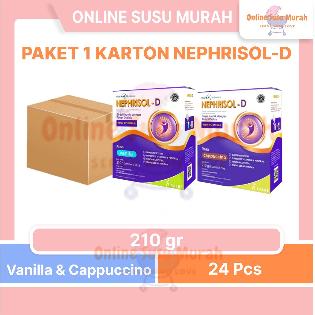 

NEPHRISOL - D PAKET 24 KOTAK VANILA CAPUCINNO 210 GR NEPHRISOL-D 210GR SUSU DEWASA SSKD