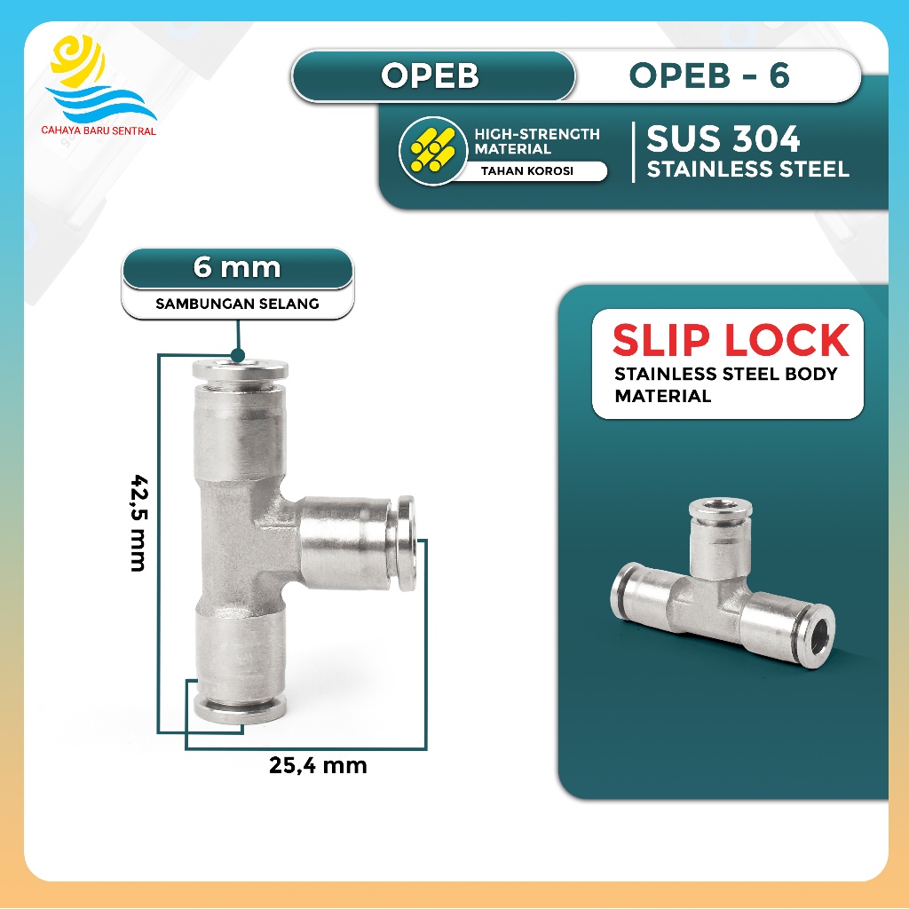 Sunbloom (Opeb) Sambungan Kran Stainless Nepel T Tee Shower Kloset Sok Double Nepel Keni Elbow Tutup