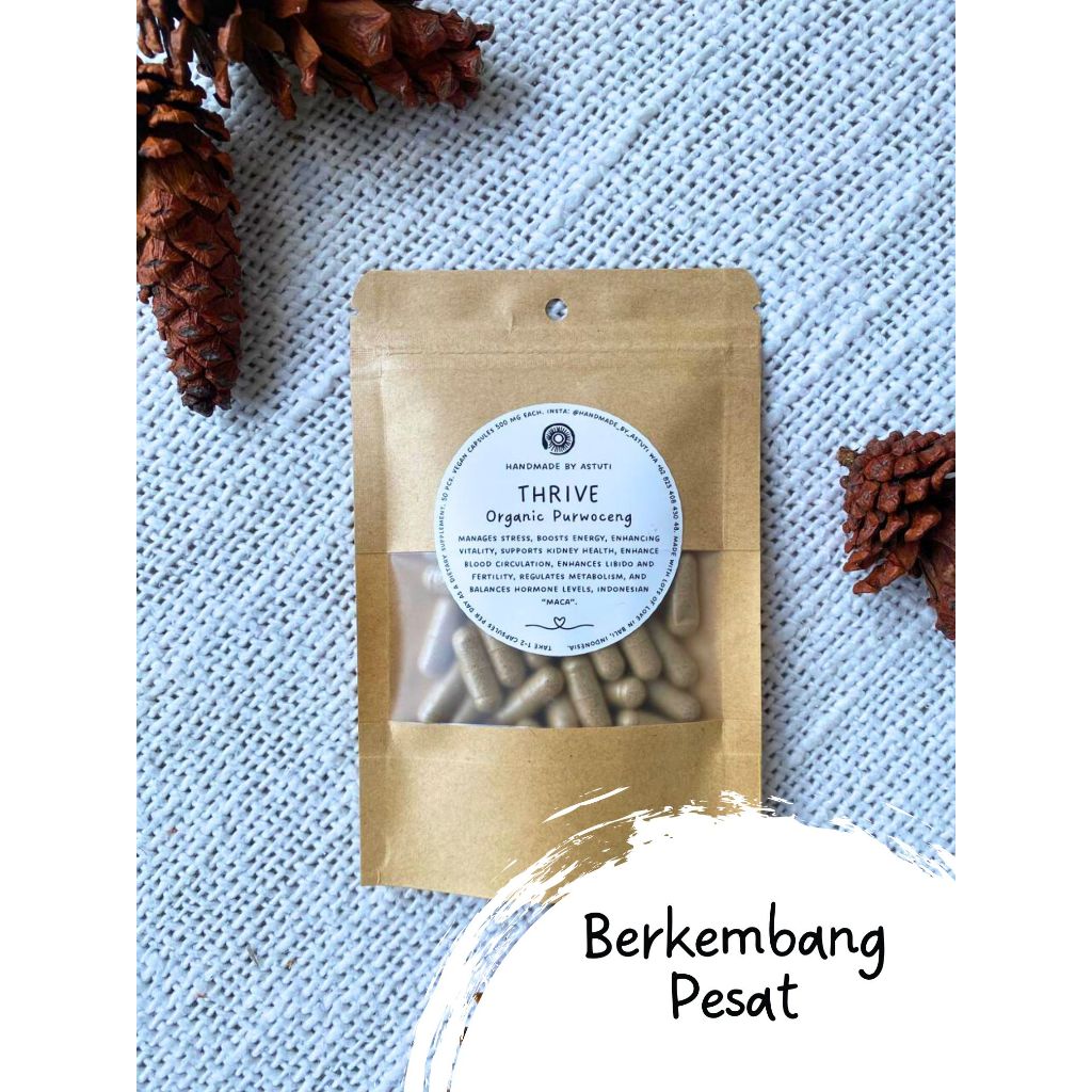 Purwoceng 100% alami herbal (50 kapsul) | Testosteron dan stamina booster, kesehatan hormon pria | I