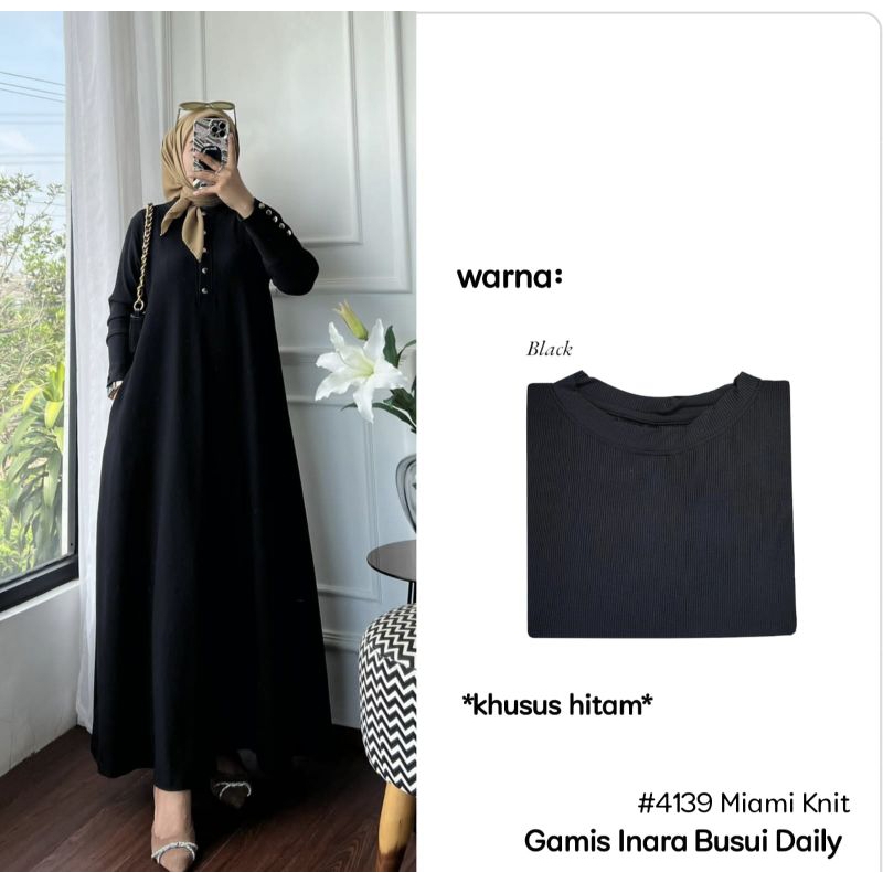 Gamis inara khusus hitam miami by clarke