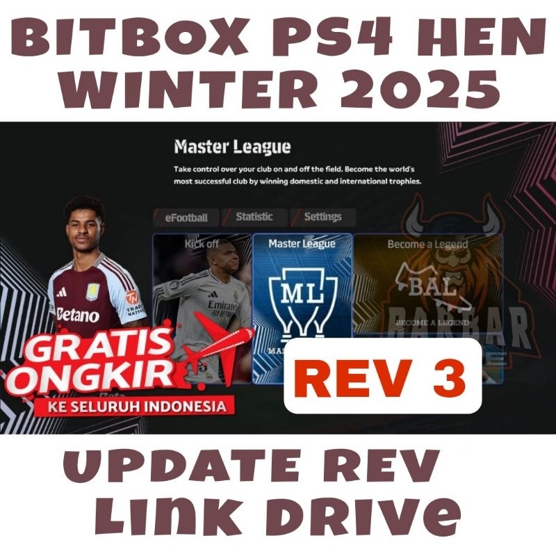PS4 HEN GAME BOLA PES - BITBOX PATCH WINTER 2025 UPDATE MEI REV 3 2025 - ready game ps3 cfw hfw hen 
