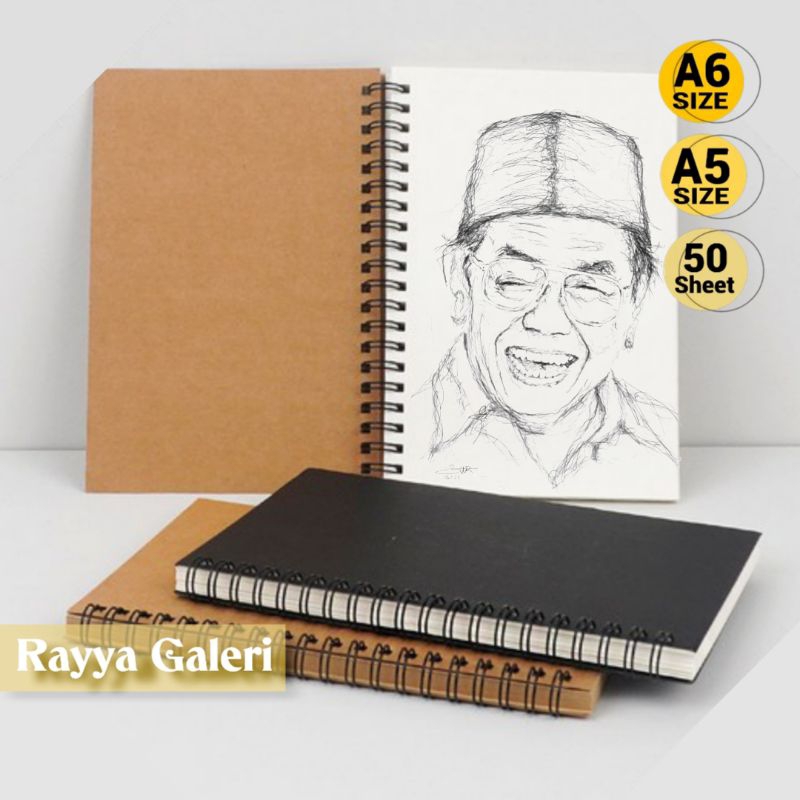 

Buku Sketsa sketchbook A6 & A5 double ring spiral 100 halaman buku sketsa warna brownpaper
