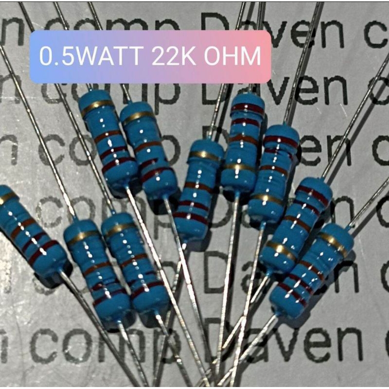 10BUAH RESISTOR 0.5W 22K OHM 0.5WATT 22K OHM 22 K OHM 22KOHM SETENGAH WATT 22K OHM
