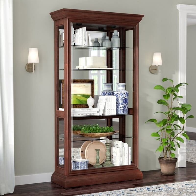 bufet pajangan, bufet pajangan kaca, bufet kaca jati jepara