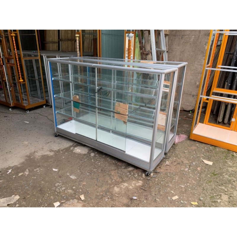 LEMARI ETALASE RAK KACA 1.5 METER