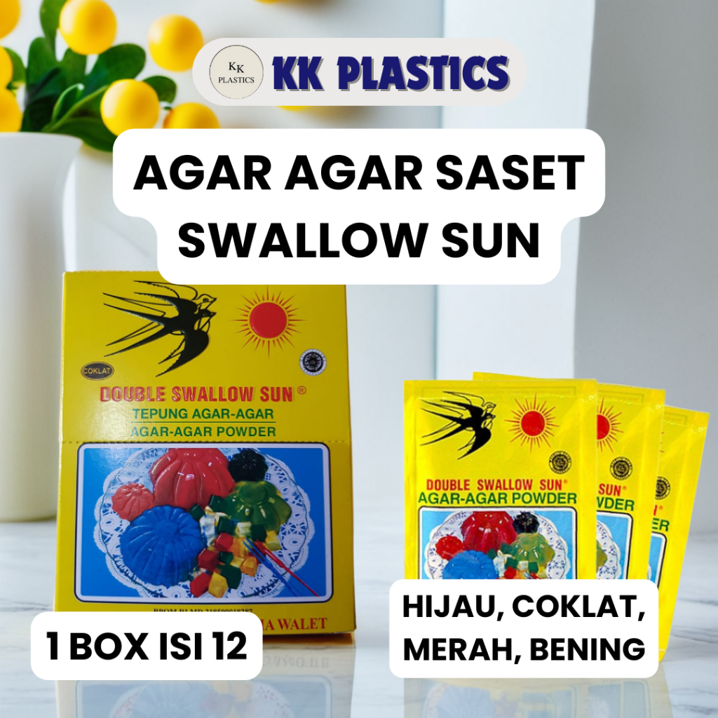 

AGAR AGAR POWDER BUBUK SWALLOW SUN SEMUA RASA | 1 BOX ISI 12 PCS
