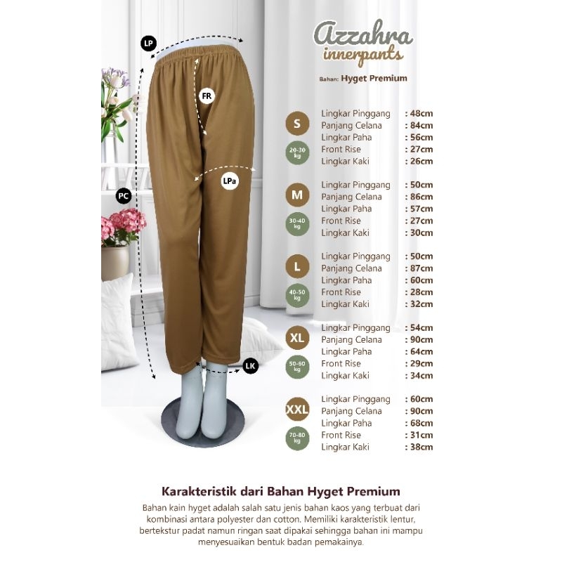 Az Zahra innerpants bahan hyget premium | bisa untuk dalaman gamis
