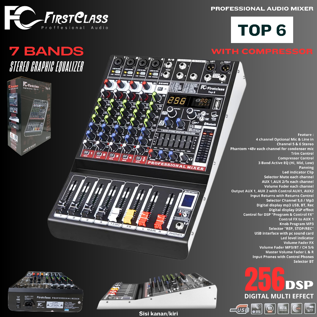 Baru 6Ch Mixer Audio 6 Channel Dengan Kompresor Firstclass Top 6 Mixer 6 Channel 6 Ch Compressor