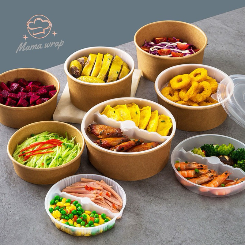 Paper Craft Bowl Takeaway Cup Mangkok Makan Siang Disposable
