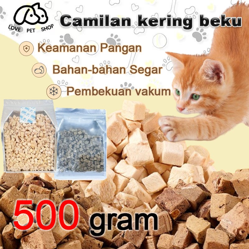 [500 gram]Freeze Dried Chicken Cubes & Egg Yolk - Snack Dada Ayam dan Kuning Telur Kering Dadu Cemil