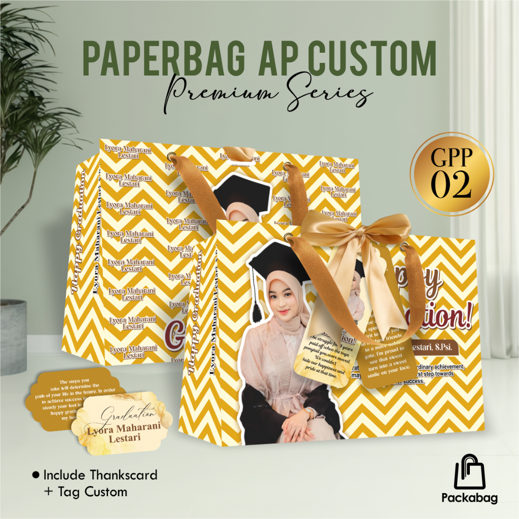 

PAPERBAG WAJAH CUSTOM WISUDA – TAS HAMPERS GRADUATION – ART PAPER PREMIUM – GPP