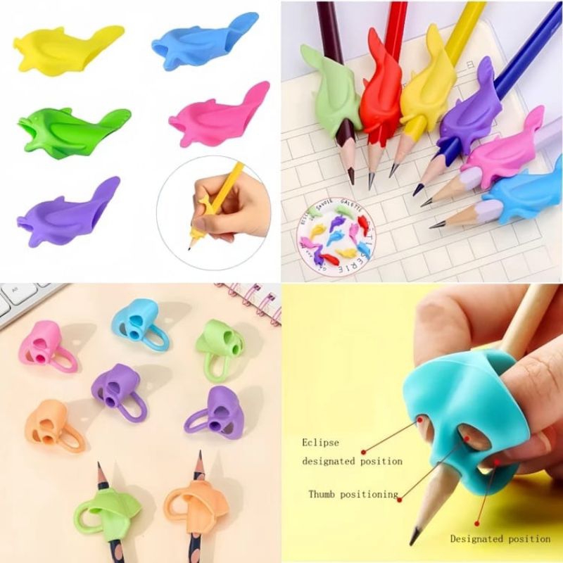 

Pensil Grip Alat Bantu Menulis Anak Model Dolphin dan 3 Jari Silikon - Stationery
