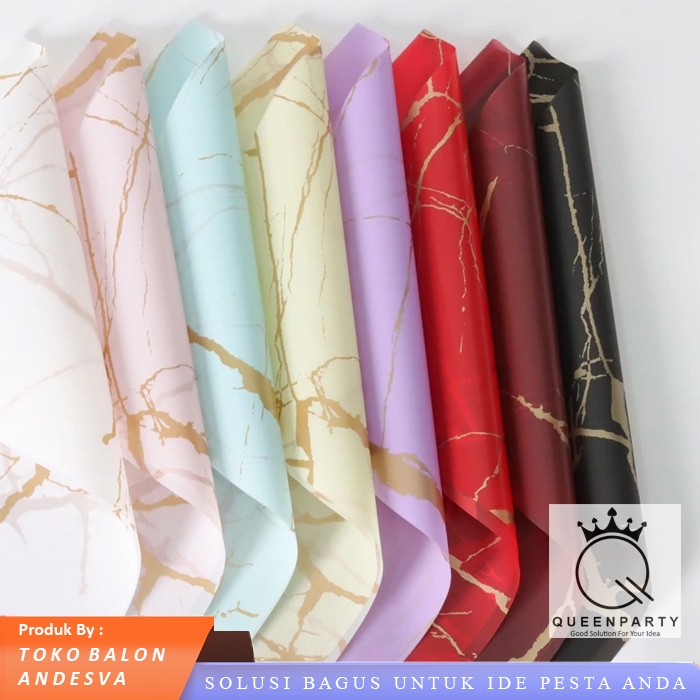

[isi 20] Kertas Buket Bunga Motif Marble Emas / Flower Wrapping Cellophane Paper Golden Marble
