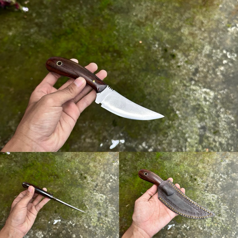 Pisau Seset kulit baja hss fulltank sarung kulit