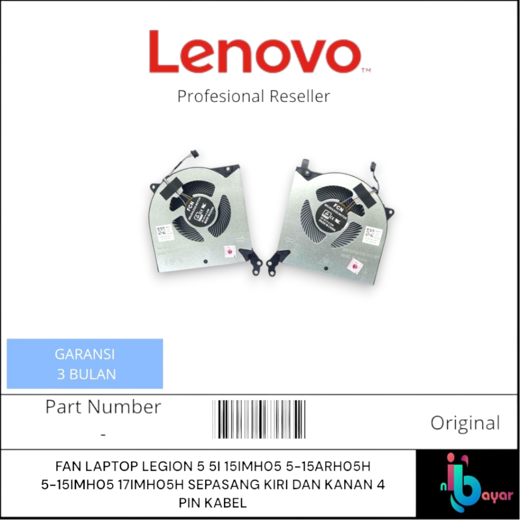 FAN LAPTOP LENOVO LEGION 5 5I 15IMH05 5-15ARH05H 5-15IMH05 17IMH05H SEPASANG KIRI DAN KANAN 4 PIN KA