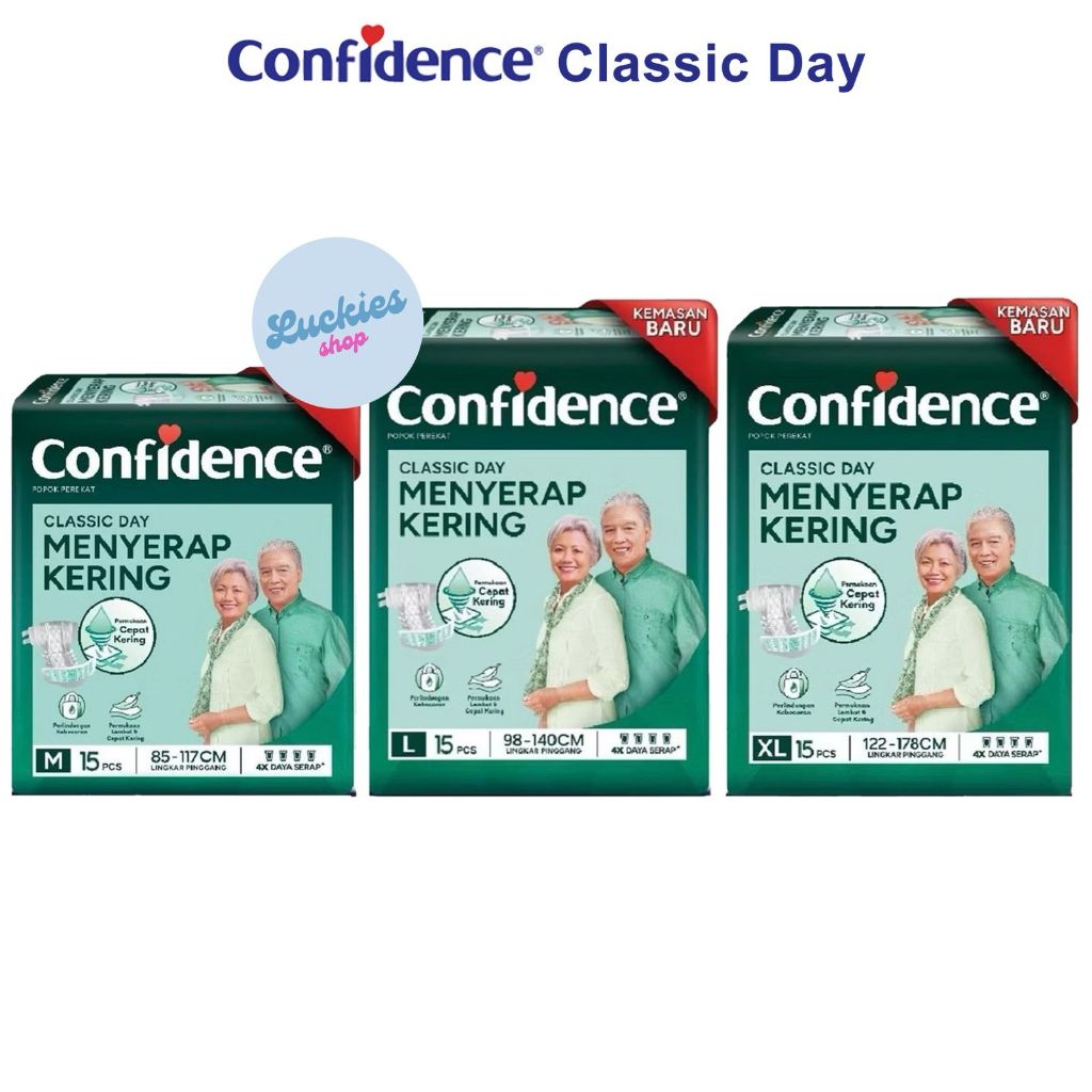 Confidence Popok Dewasa Perekat Classic Day Menyerap Kering M15 L15 XL15 Pamper Pampers Perekat Tape