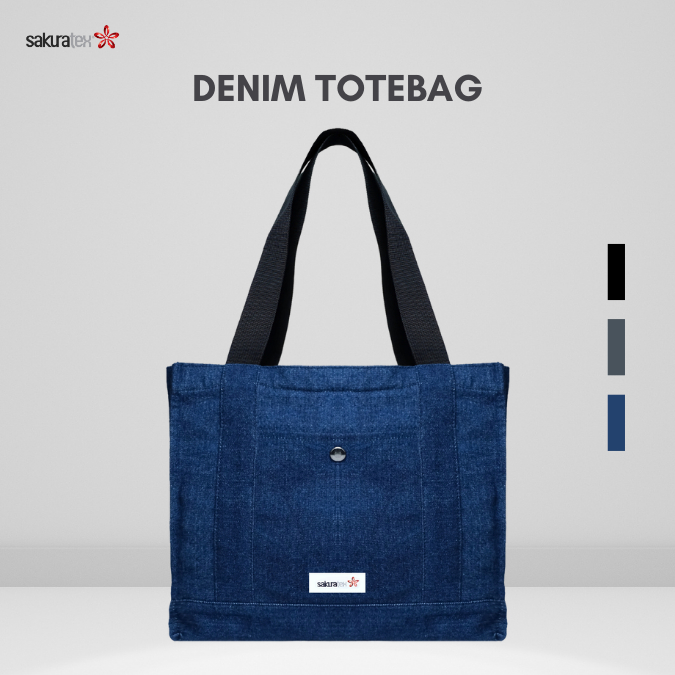 SAKURATEX | Tote Bag Denim Premium Tas Jeans Tote Bag Wanita Tote Bag Unisex Korean Style Denim Jean