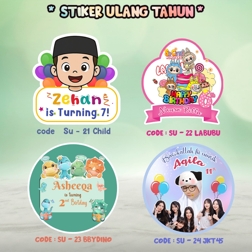 Stiker Label Acara Anak Aqiqah/Label Souvenir Ulang Tahun Anak Custom Design