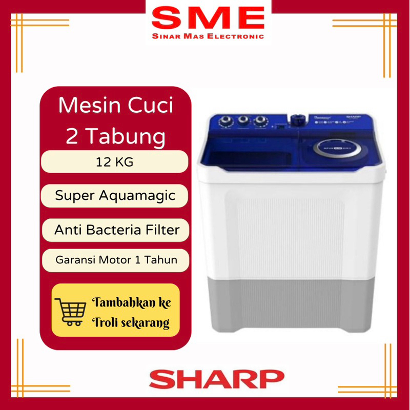 Mesin Cuci 2 Tabung SHARP 12 KG