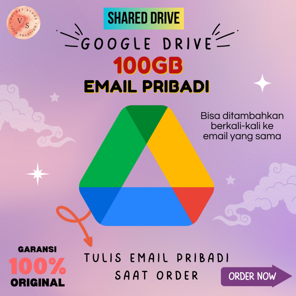 Google Drive Email Pribadi Gmail 100GB Storage Lifetime Bergaransi Resmi
