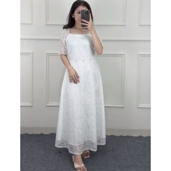 REAL VIDEO EMY2506 Maxi Long Dress Brukat Miska SIZE M - XL 9WARNA / Dress Panjang Big Size / Pakaia