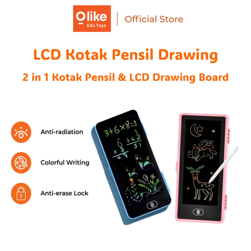 

【Promo】Olike LCD Kotak Pensil Drawing / 2 in 1 Kotak Pensil & LCD Drawing Board Digital Pad Anak