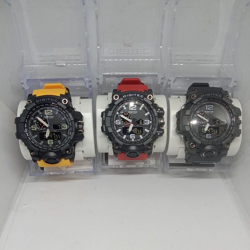 Jam Tangan Digitec 2Time [DA-2093T] Sport tali karet Warna Hitam/Merah/Kuning (Original)