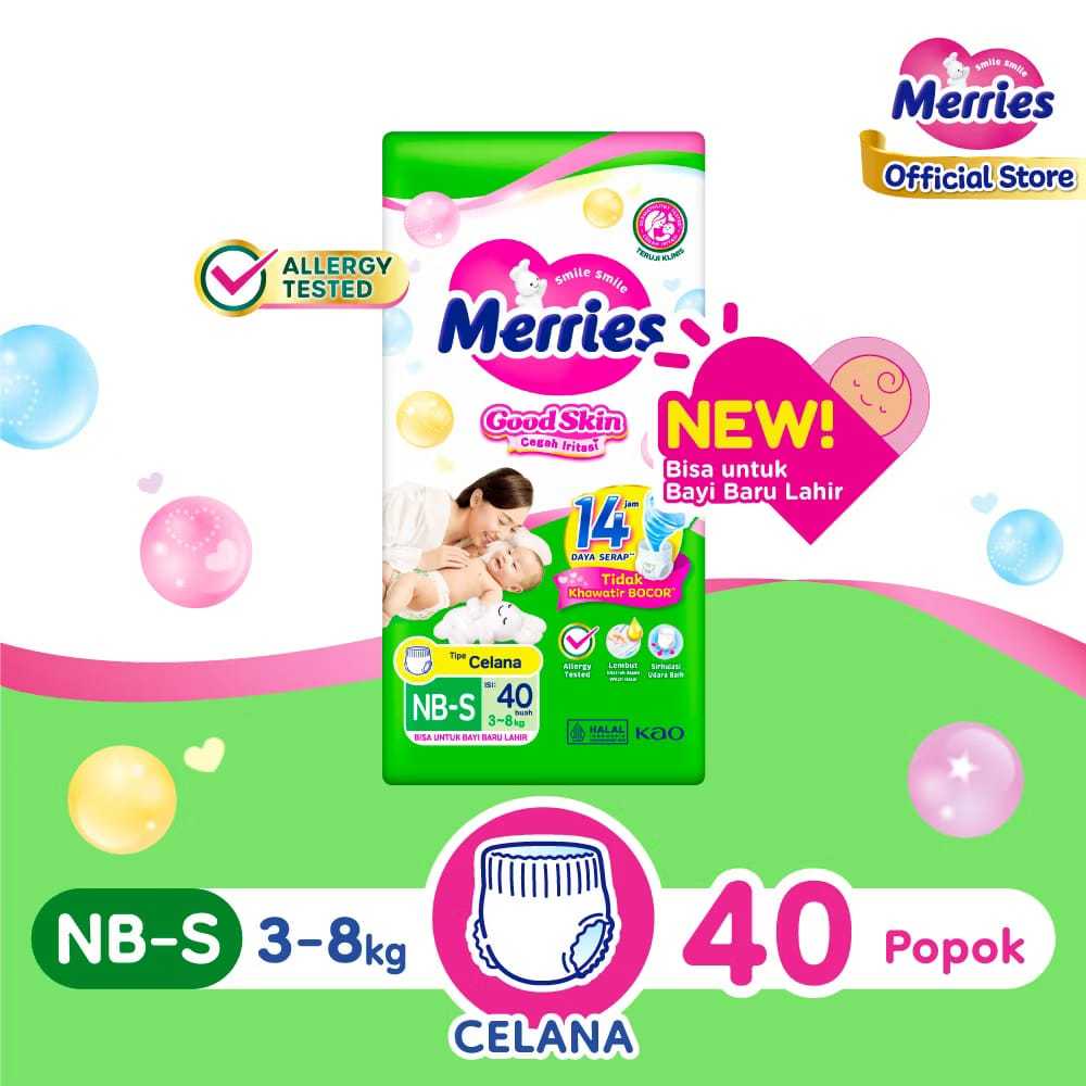 MERRIES PANTS - GOOD SKIN DIAPERS NBS40 NEWBORN