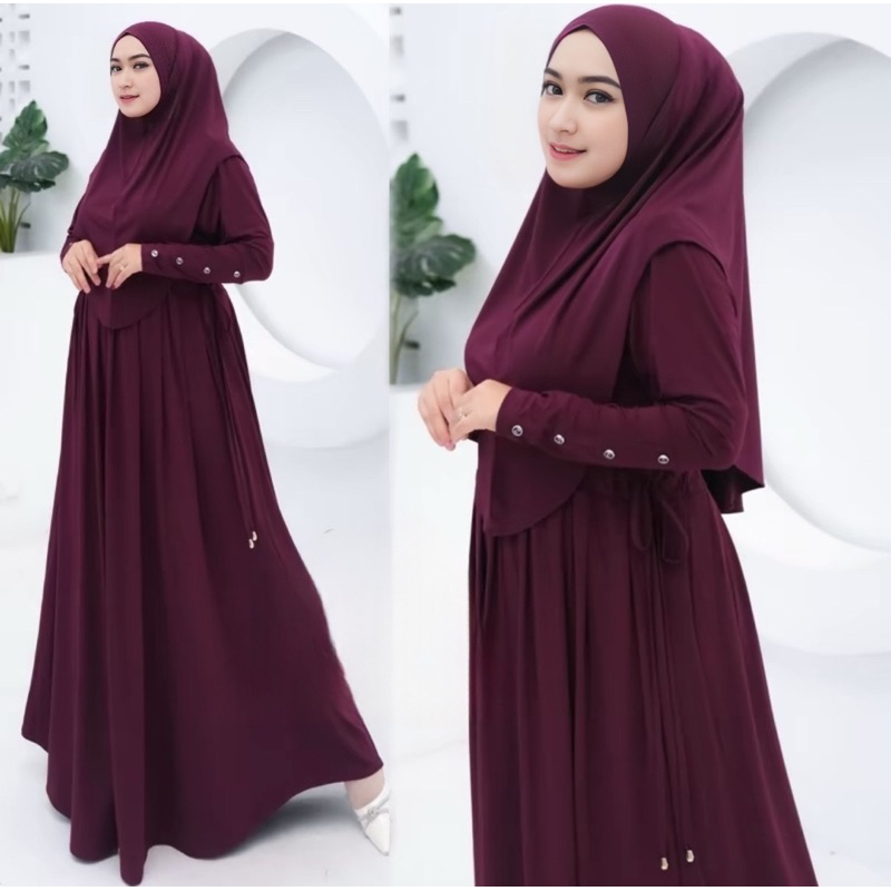 PILITA - INARA SETELAN HIJAB GAMIS SET JERSEY PREMIUM JUMBO BUSUI