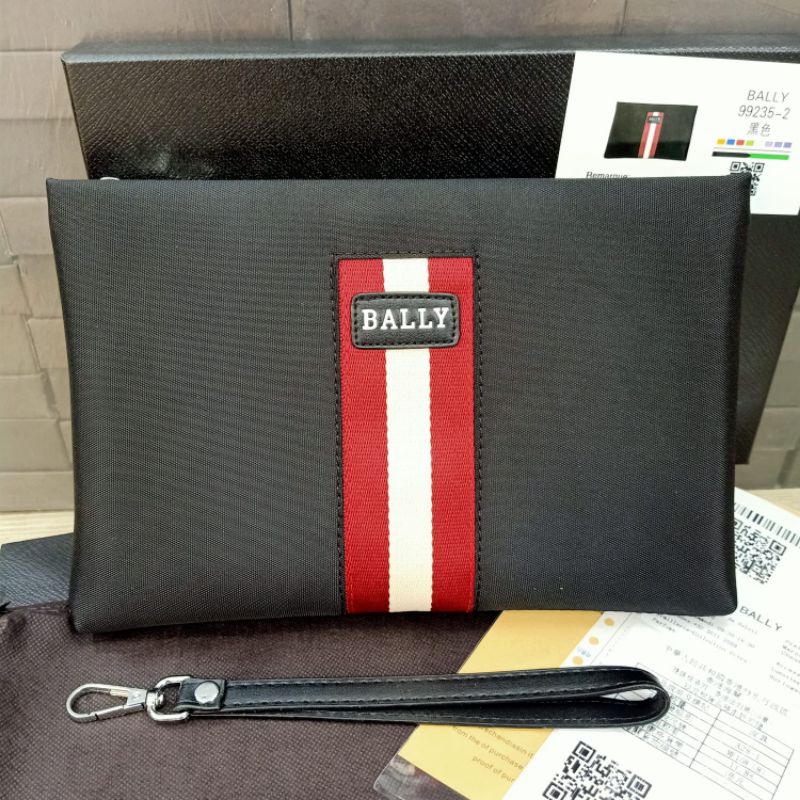 Clutch Bally Nylon Logo List Merah putih Handbag Tas Tangan Pria Import