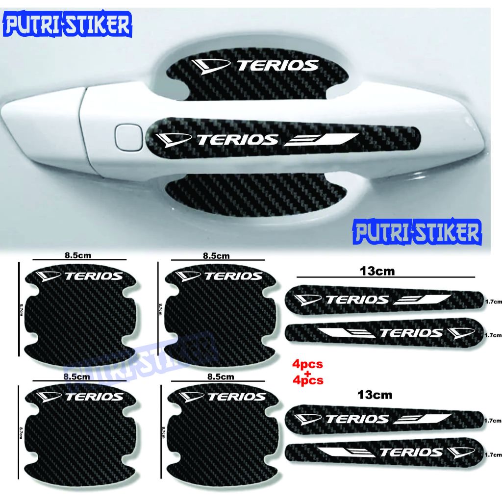 [TERLARIS] Sticker stiker pelindung handle pintu mobil daihatsu terios Sticker karbon 3d pelindung g
