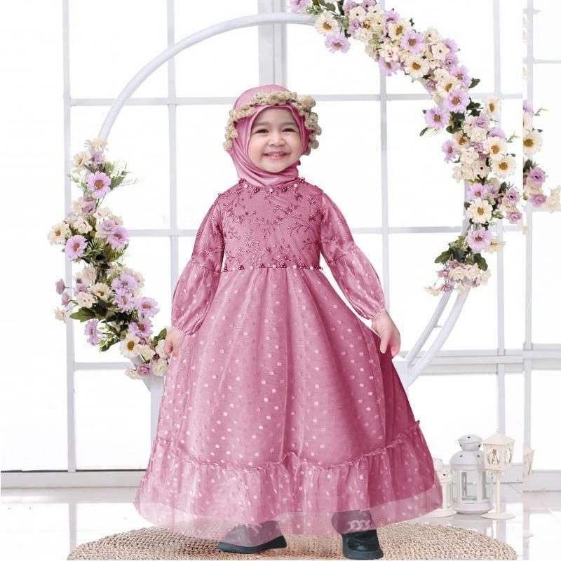 Gamis tasia kids (3-5 tahun) (6-8 tahun) (9-11 tahun) Gaun pesta anak perempuan Gamis brokat anak pe