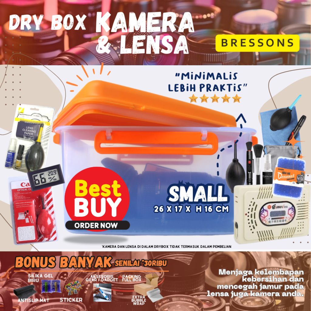 Dry Box kamera Bresson SMALL Free Bonus Silika Gel dan Slip Mat Camera DryBox untuk Kamera dan lensa