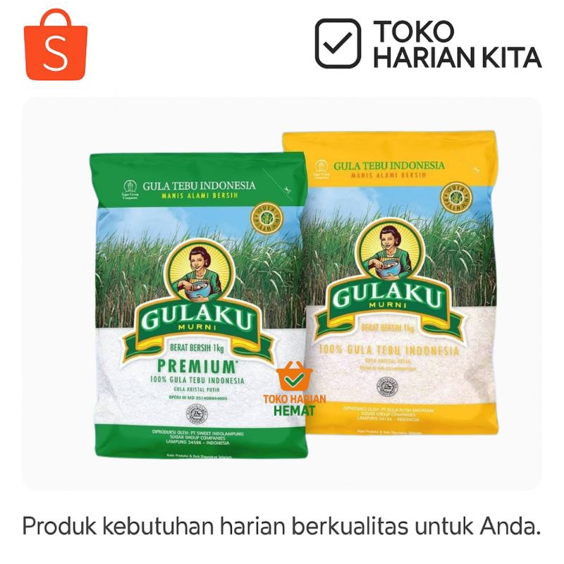 

Gulaku Murni 1kg Premium & Kuning - Gula Tebu Asli Indonesia | Sembako Harian Murah