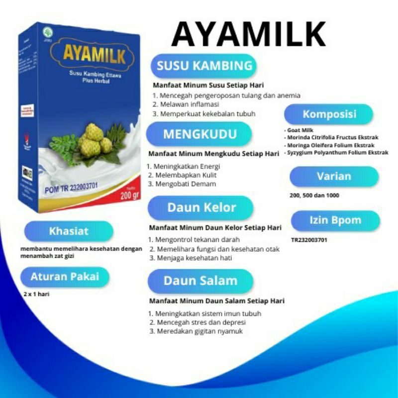 

AyaMilk – Susu Kambing Etawa + Herbal, Sehatnya Ganda!